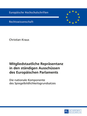 cover image of Mitgliedstaatliche Repraesentanz in den staendigen Ausschuessen des Europaeischen Parlaments